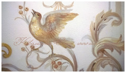 альфрейная роспись,альфрейка,орнамент,акант,птички,художник Ковалевская Елена