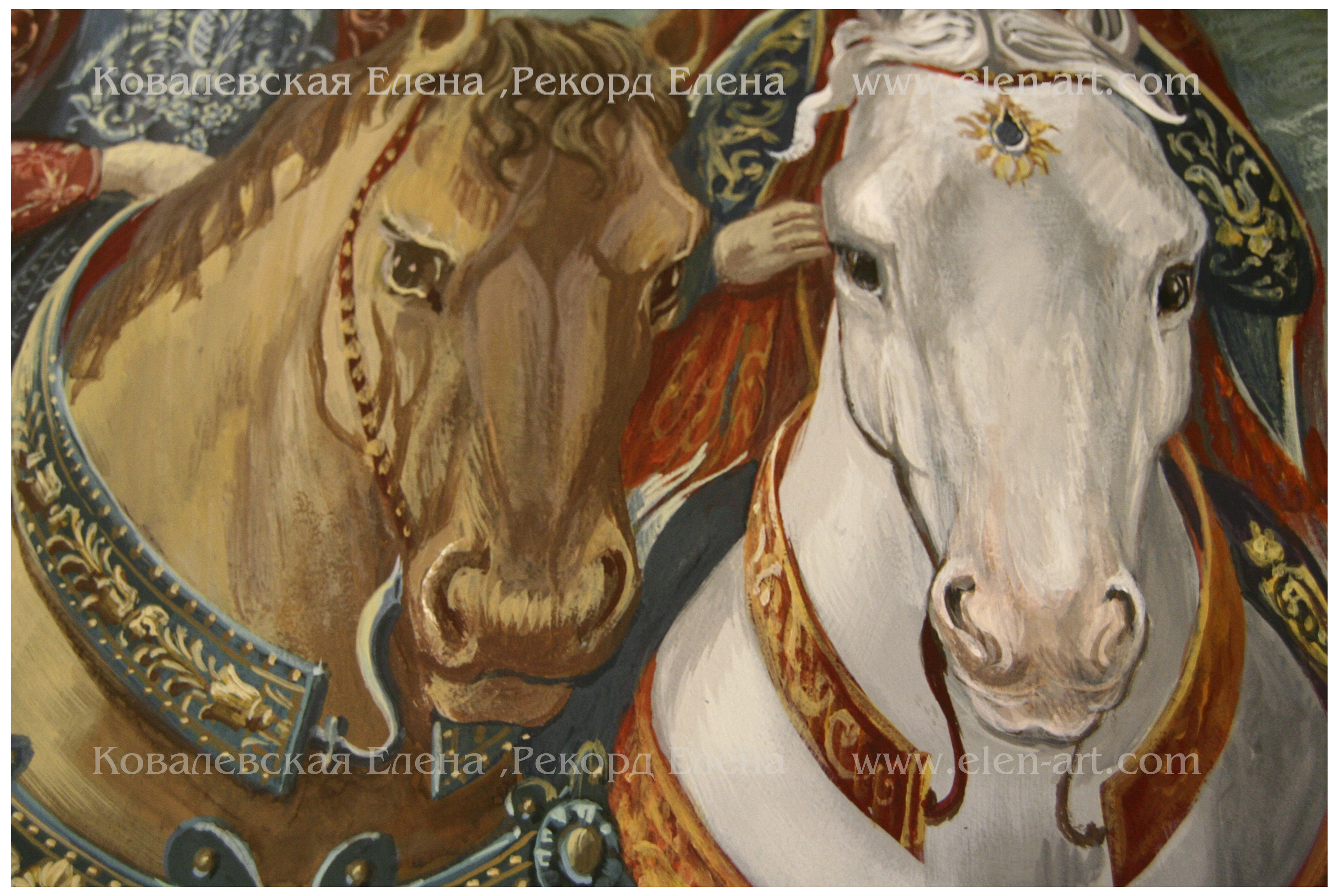 роспись фресковая в игровой комнате, лошади