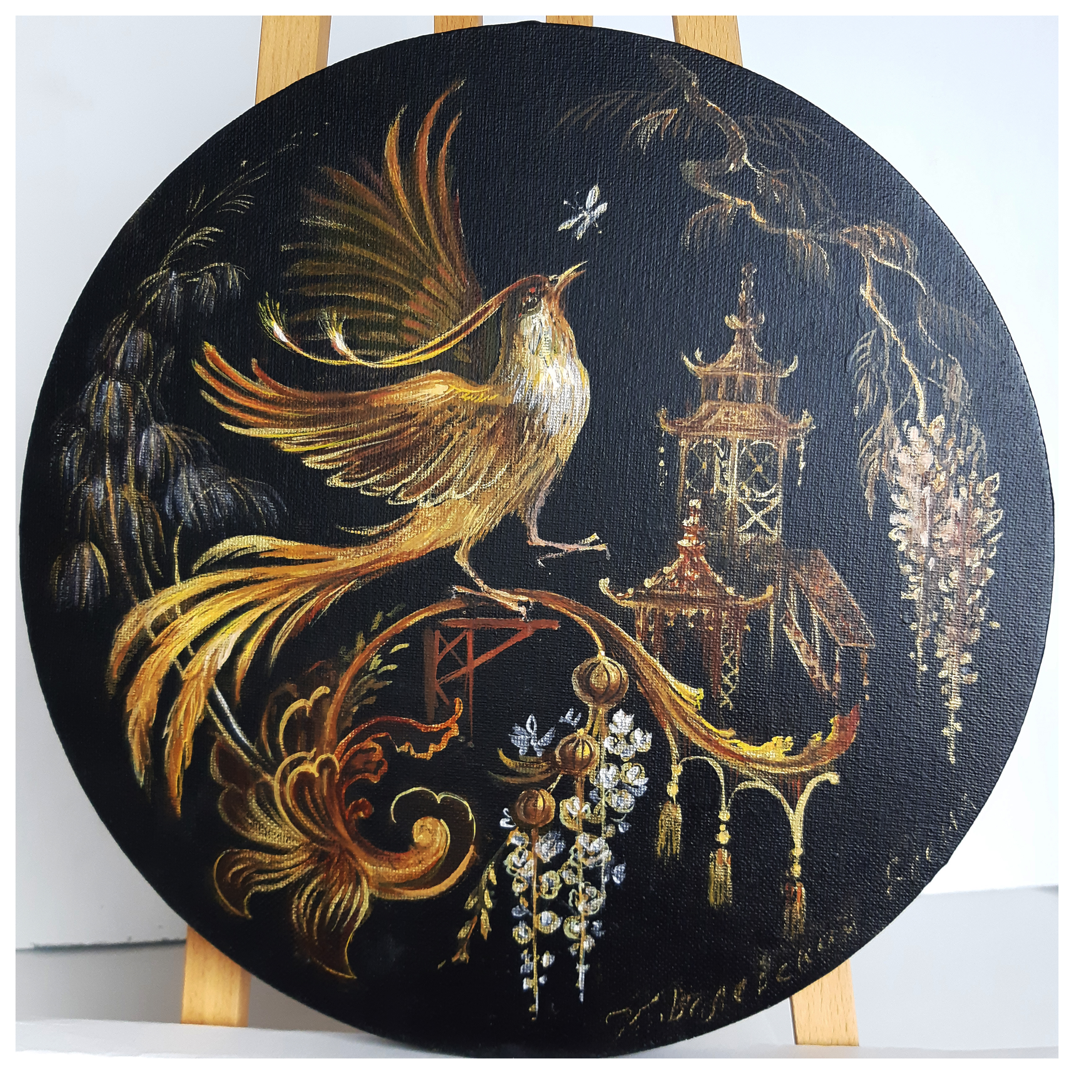 обучение декоративной росписи, я обучаю альфрейным техникам росписи,рисуем шинуазри  золотая птица