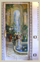 роспись стен и потолка,роспись Римский дворик,дверь обманка,художник Ковалевская