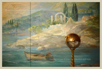 роспись с морем,морская тема,роспись обманка,морской пейзаж в интерьере