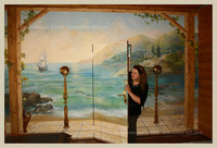 роспись с морем,морская тема,роспись обманка,морской пейзаж в интерьере